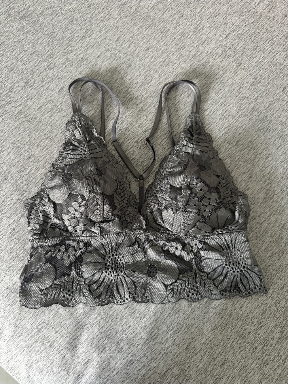 NWOT Aerie Lace Bralette - Gray Floral Lace
